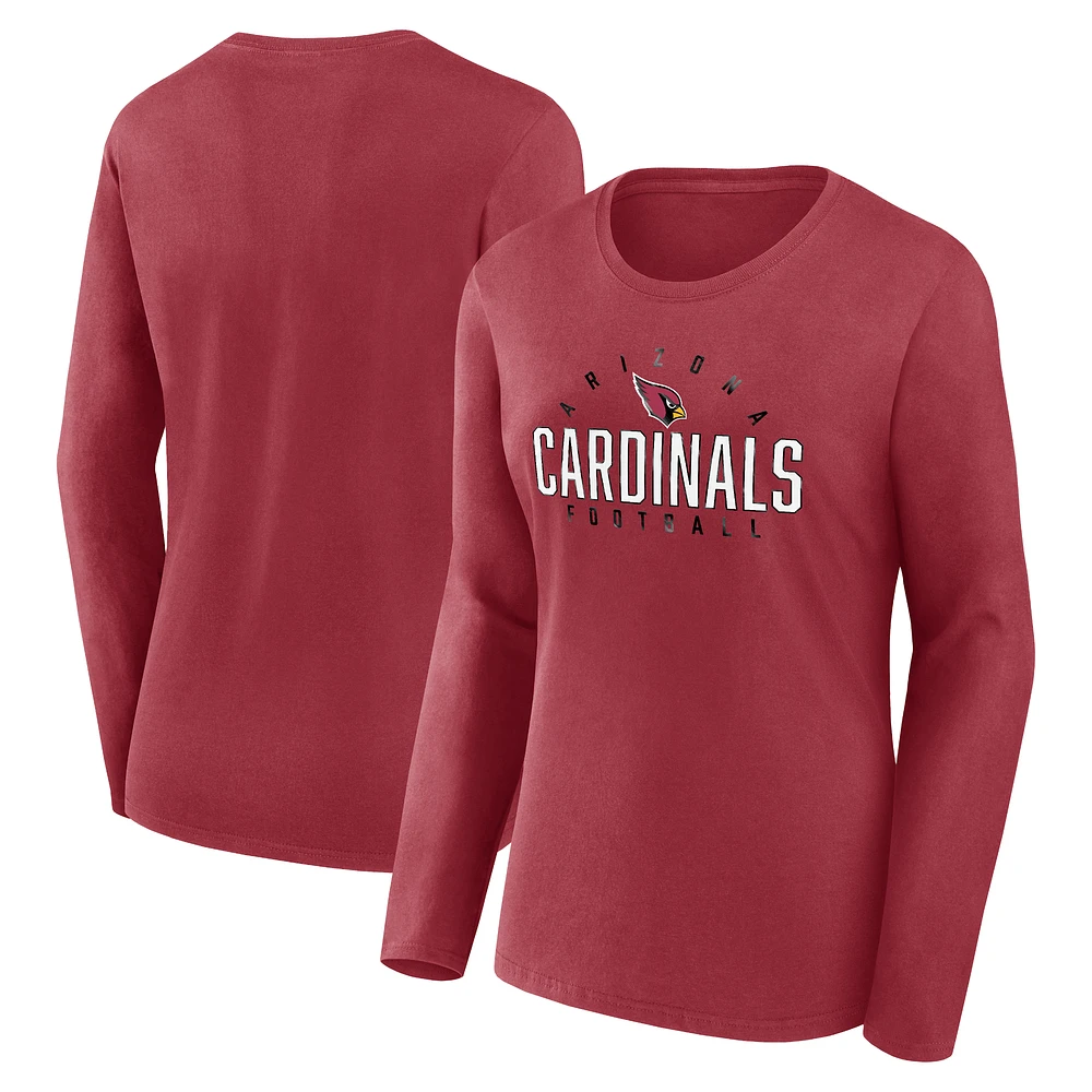 Women's Fanatics Cardinal Arizona Cardinals Plus Foiled Play Long Sleeve T-Shirt