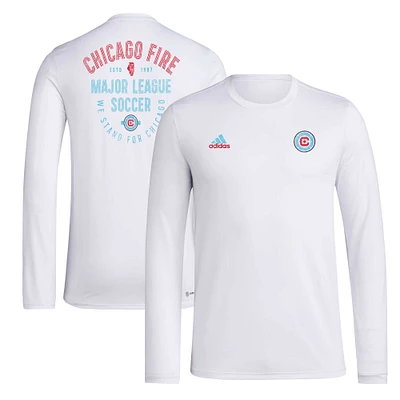 Men's adidas White Chicago Fire Local Stoic AEROREADY Long Sleeve T-Shirt