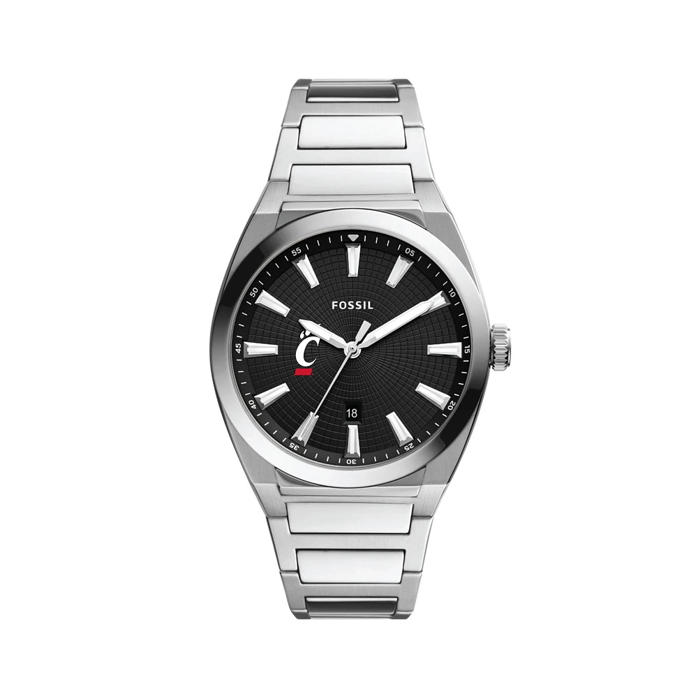 Men's Fossil Black Cincinnati Bearcats Everett Stainless Steel Watch