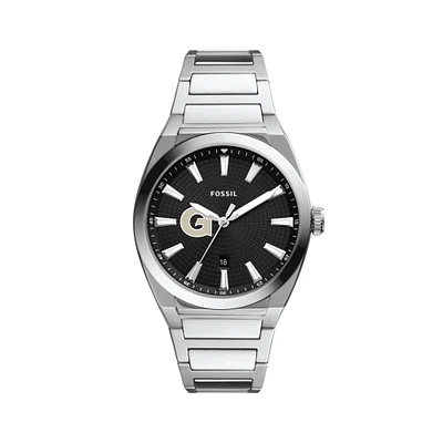 Men's Fossil Black Georgetown Hoyas Everett Stainless Steel Watch