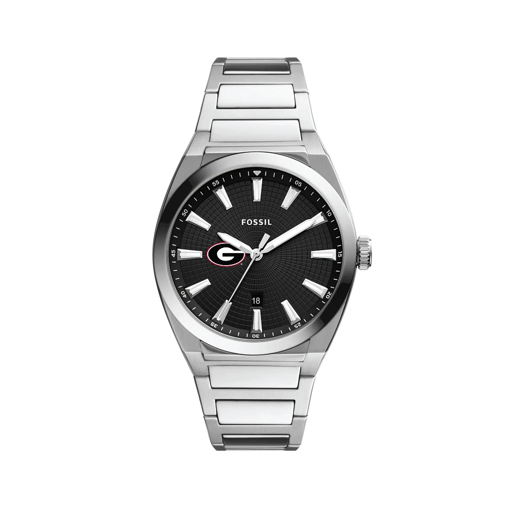 Men's Fossil Black Georgia Bulldogs Everett Stainless Steel Watch
