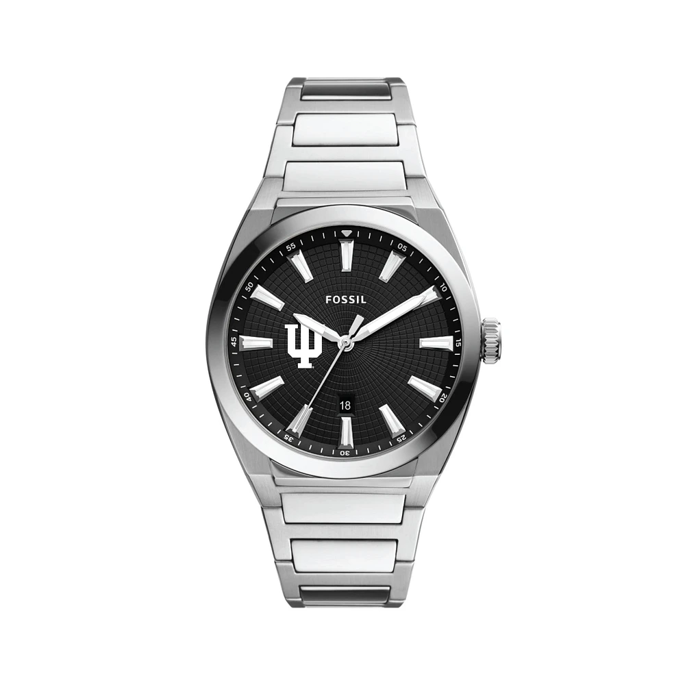 Men's Fossil Black Indiana Hoosiers Everett Stainless Steel Watch
