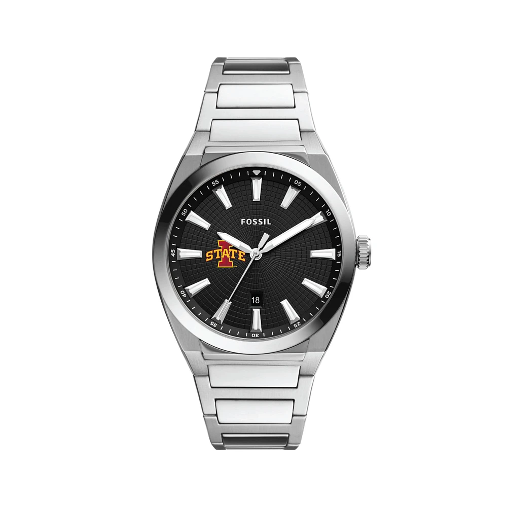 Men's Fossil Black Iowa State Cyclones Everett Stainless Steel Watch
