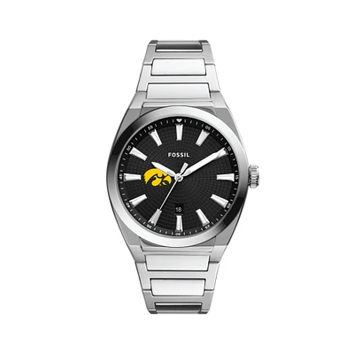 Men's Fossil Black Iowa Hawkeyes Everett Stainless Steel Watch