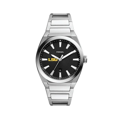 Men's Fossil Black LSU Tigers Everett Stainless Steel Watch