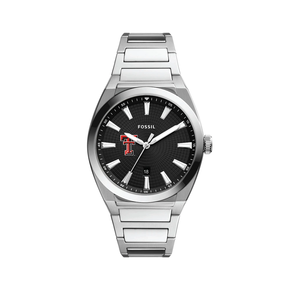 Men's Fossil Black Texas Tech Red Raiders Everett Stainless Steel Watch