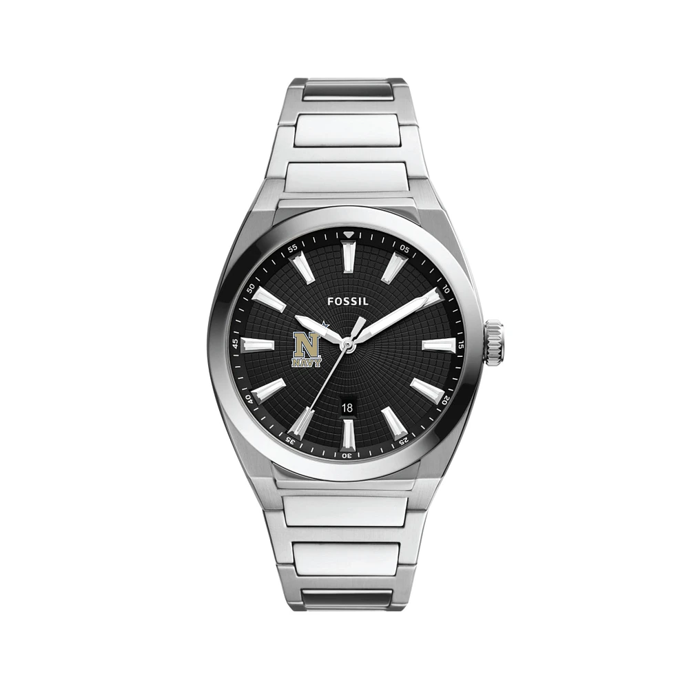 Men's Fossil Black Navy Midshipmen Everett Stainless Steel Watch