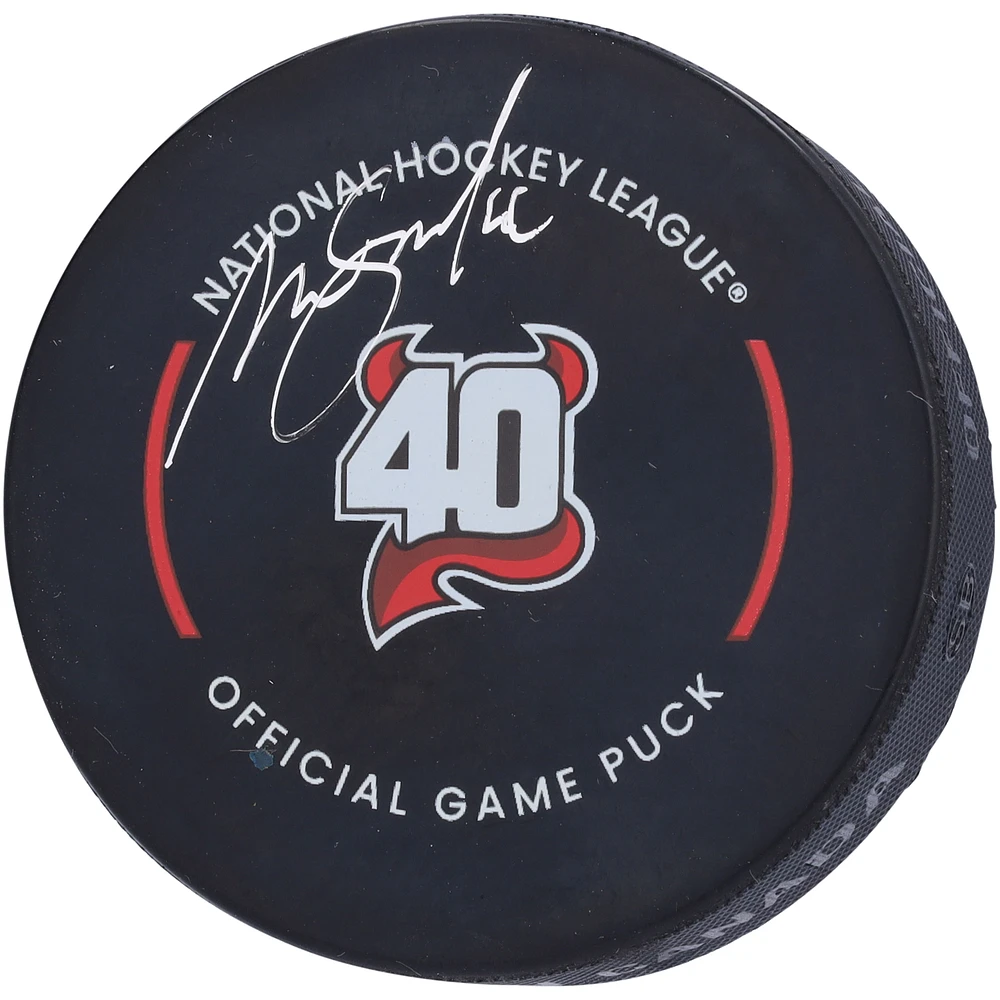 Akira Schmid New Jersey Devils Autographed Official Game Puck