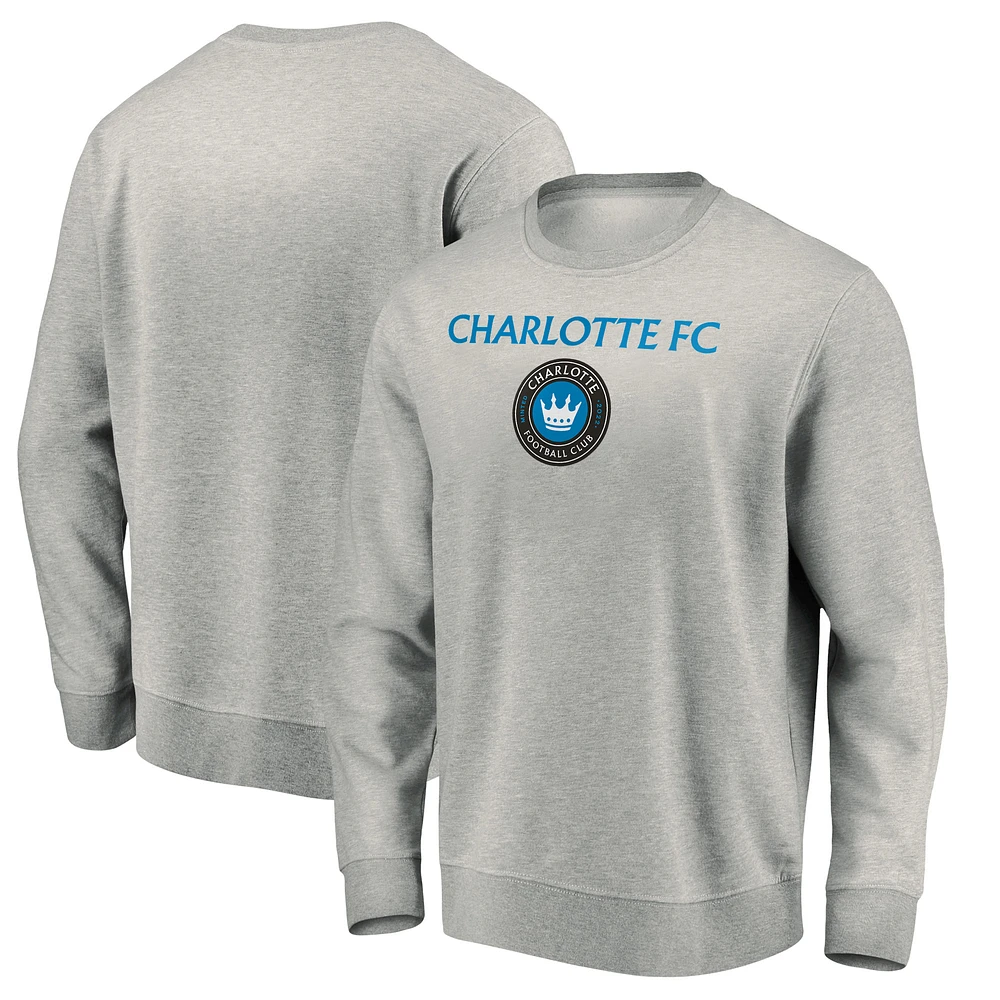 Men's Heather Gray Charlotte FC Team Arch Pullover Sweatshirt