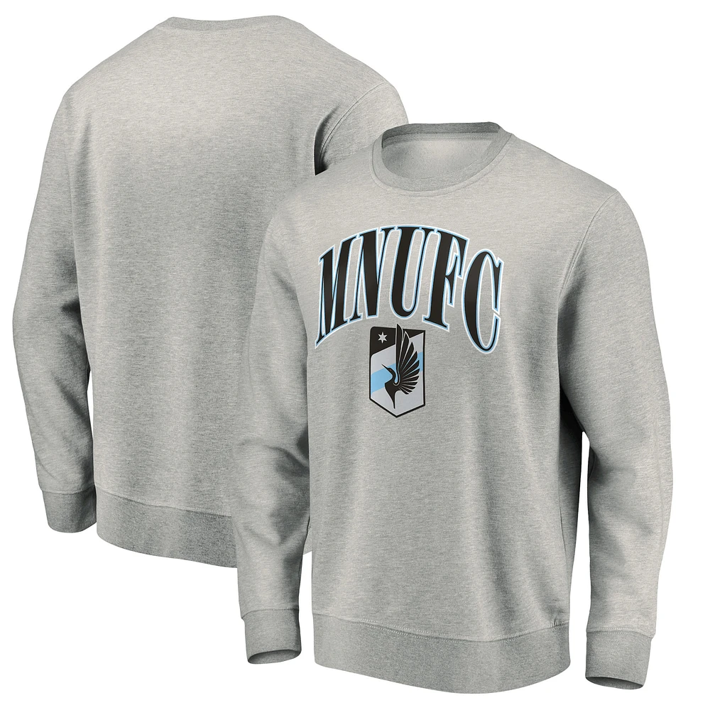 Men's Heather Gray Minnesota United FC Team Arch Pullover Sweatshirt