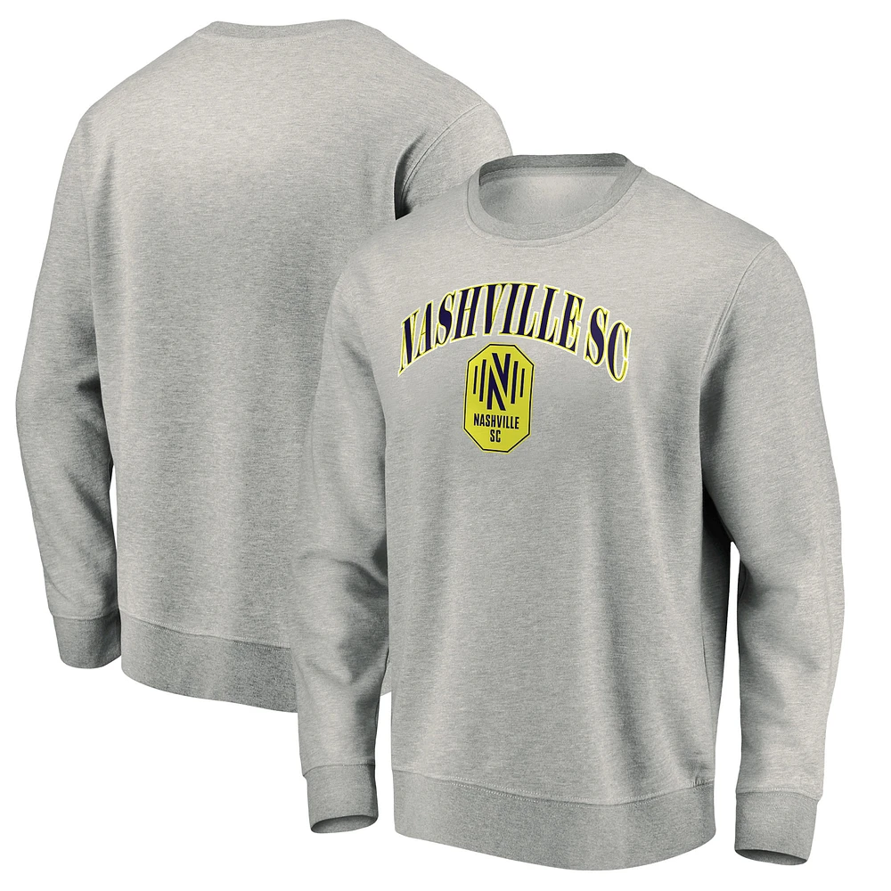 Men's Heather Gray Nashville SC Team Arch Pullover Sweatshirt