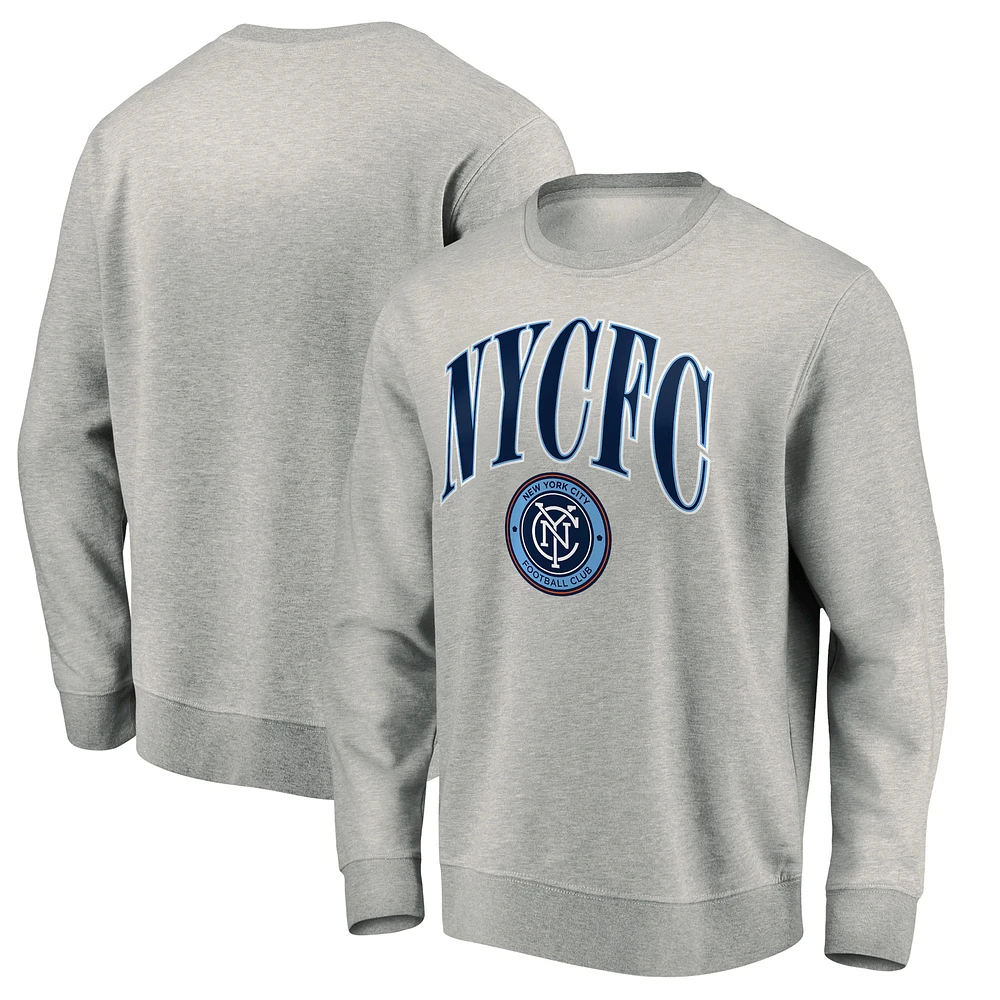 Men's Heather Gray New York City FC Team Arch Pullover Sweatshirt
