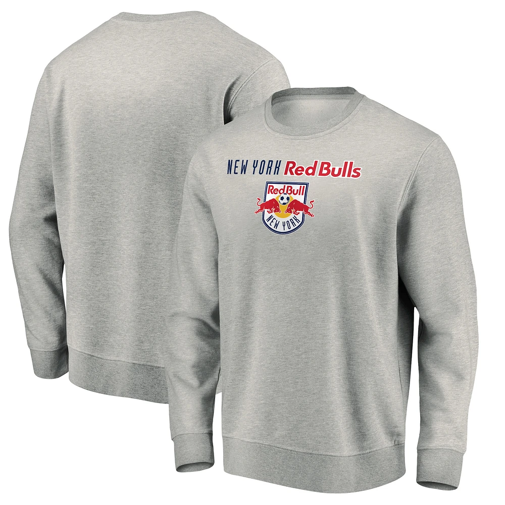 Men's Heather Gray New York Red Bulls Team Arch Pullover Sweatshirt