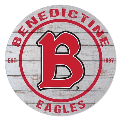 Benedictine Eagles 20'' x 20'' Indoor/Outdoor Weathered Circle Sign