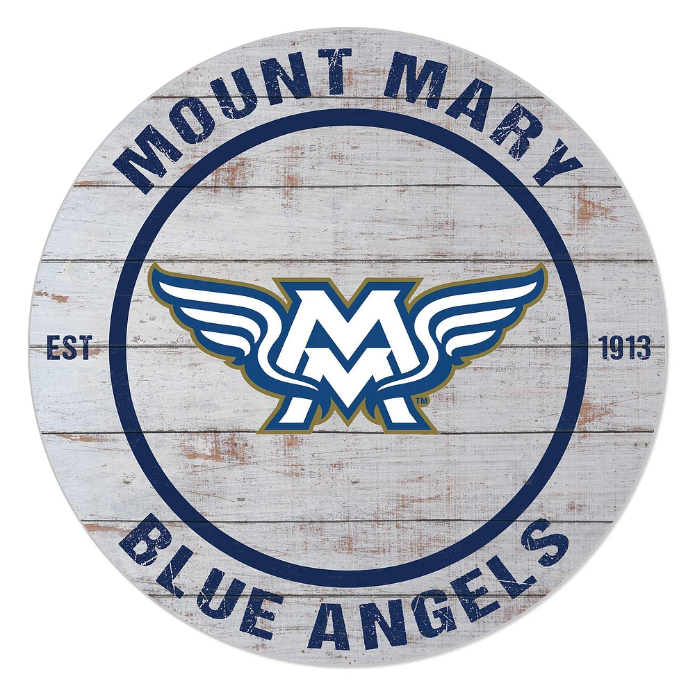 Mount Mary Blue Angels 20'' x 20'' Indoor/Outdoor Weathered Circle Sign