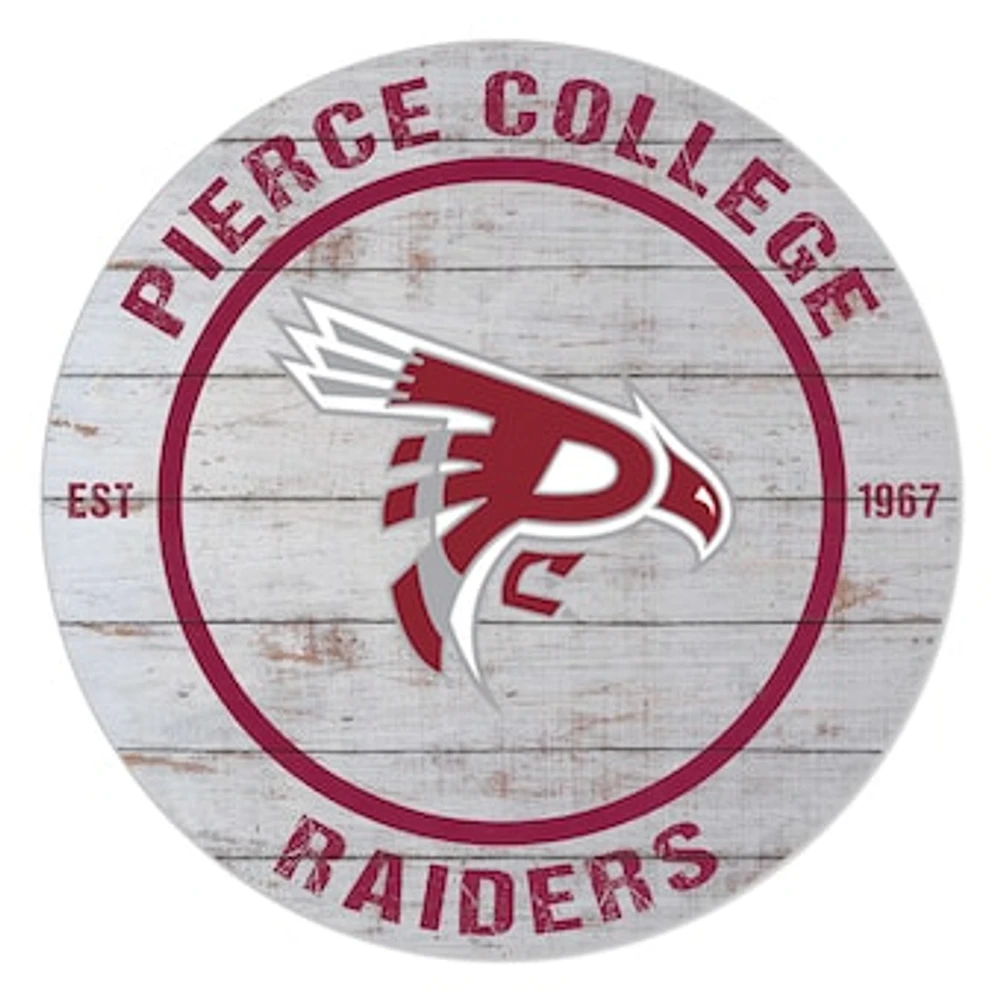 Pierce College Raiders 20'' x 20'' Indoor/Outdoor Weathered Circle Sign