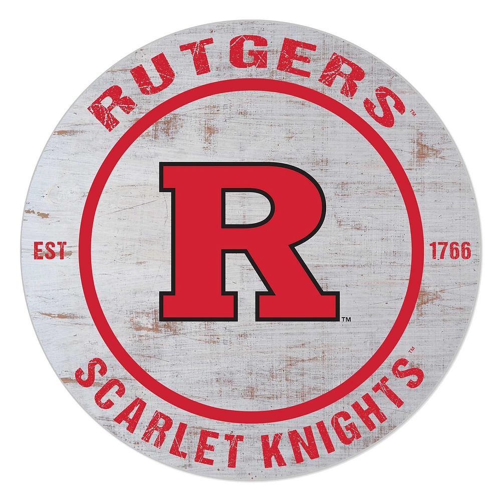Rutgers Scarlet Knights 20'' x 20'' Indoor/Outdoor Weathered Circle Sign