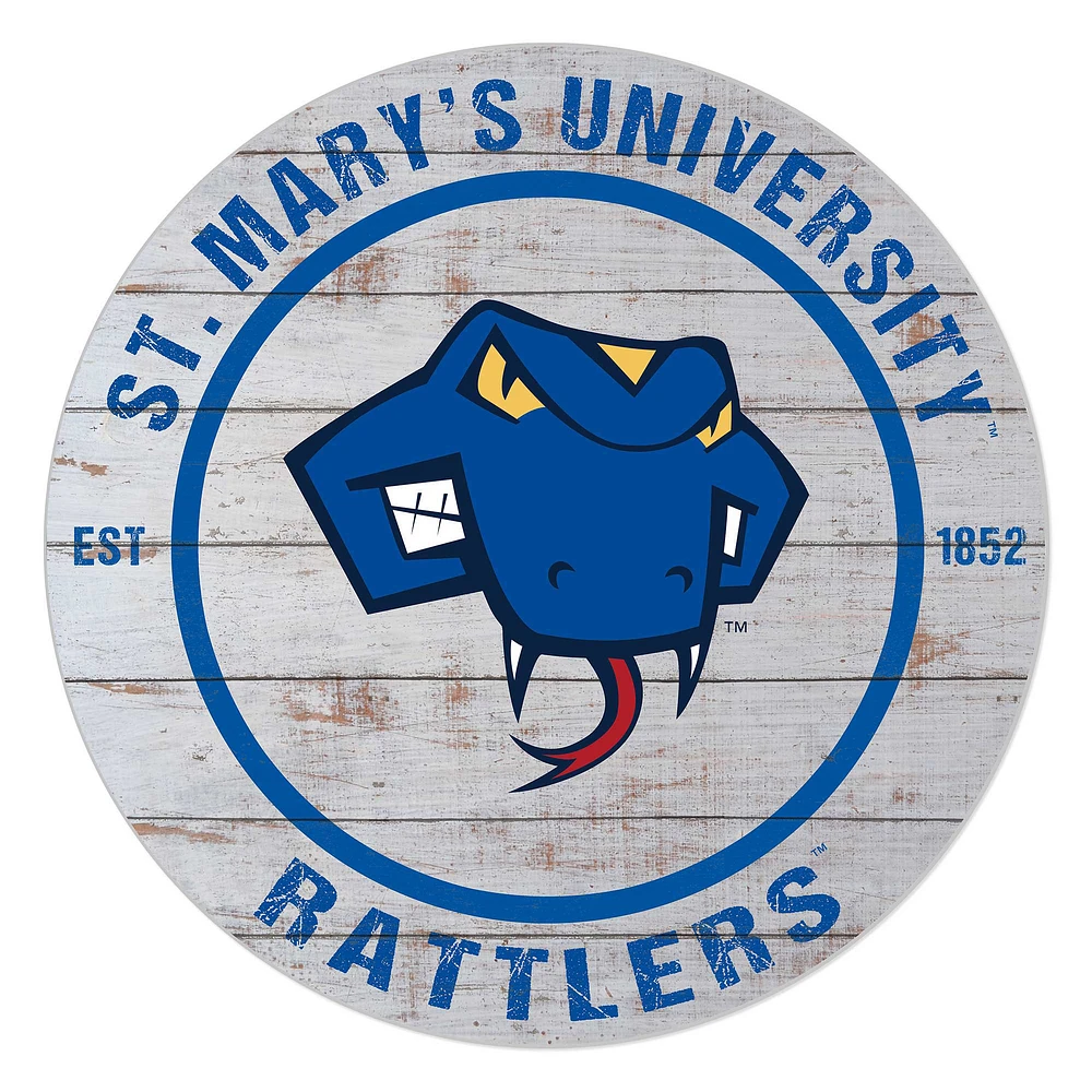 St. Mary's University Rattlers 20'' x 20'' Indoor/Outdoor Weathered Circle Sign
