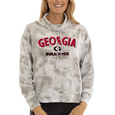 Women's Gray Georgia Bulldogs Maddie Tie-Dye Tri-Blend Pullover Hoodie