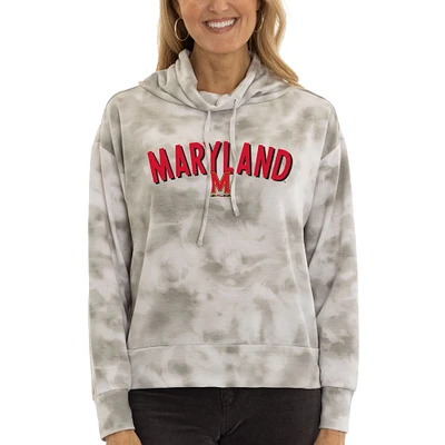 Women's Gray Maryland Terrapins Maddie Tie-Dye Tri-Blend Pullover Hoodie