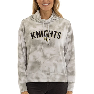Women's Gray UCF Knights Maddie Tie-Dye Tri-Blend Pullover Hoodie