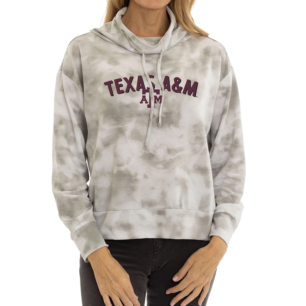 Women's Gray Texas A&M Aggies Maddie Tie-Dye Tri-Blend Pullover Hoodie