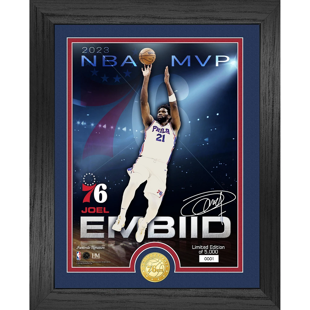 Highland Mint Joel Embiid Philadelphia 76ers 2023 NBA Playoffs MVP 13" x 16" Bronze Coin Photo Mint