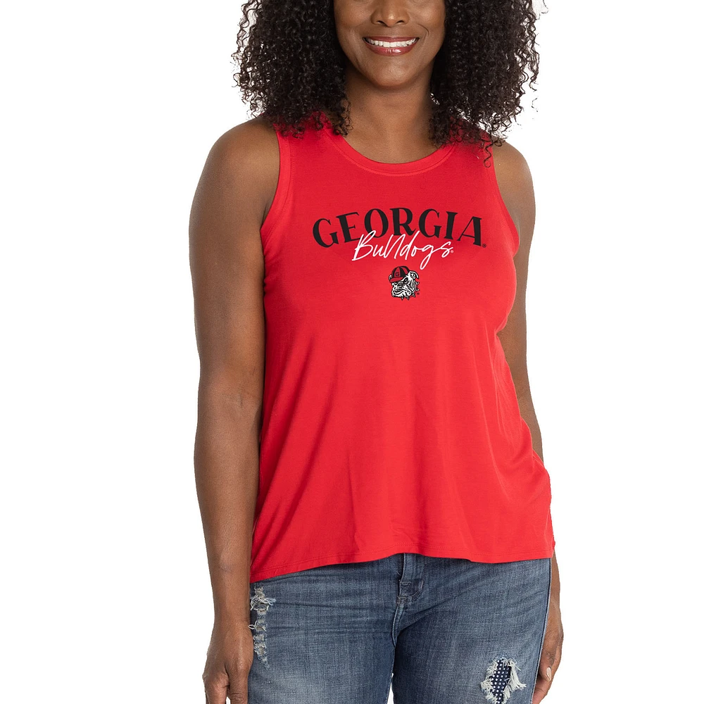 Women's Red Georgia Bulldogs Hannah High Neck Tank Top