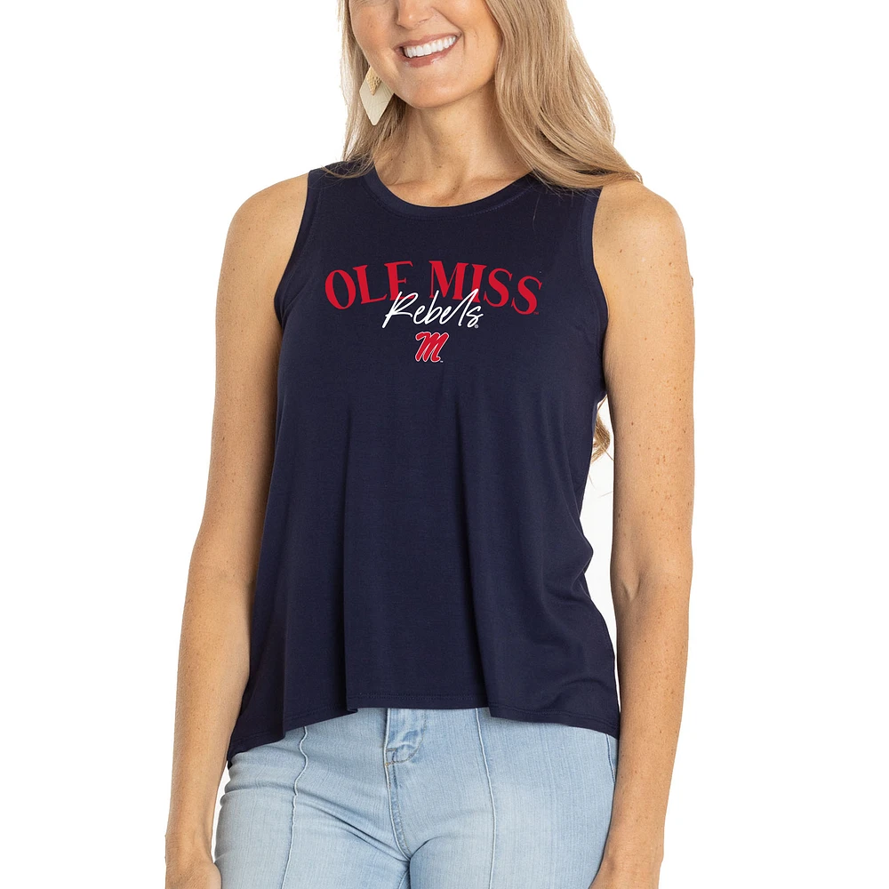 Women's Navy Ole Miss Rebels Hannah High Neck Tank Top