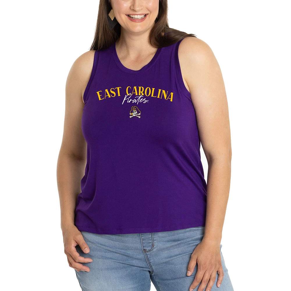 Women's Purple ECU Pirates Hannah High Neck Tank Top