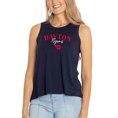 Women's Navy Dayton Flyers Hannah High Neck Tank Top