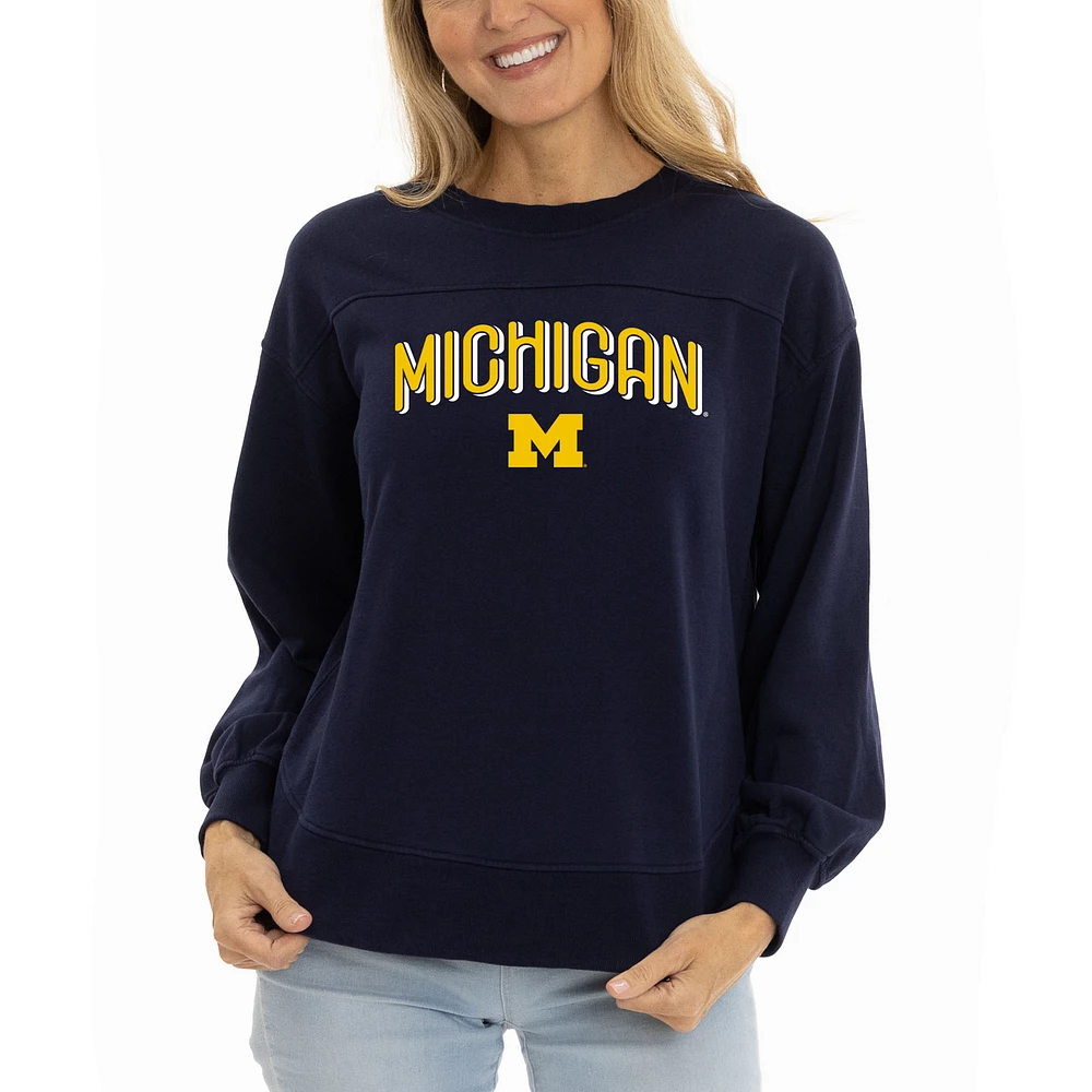 Women's Navy Michigan Wolverines Yvette Pullover Sweatshirt