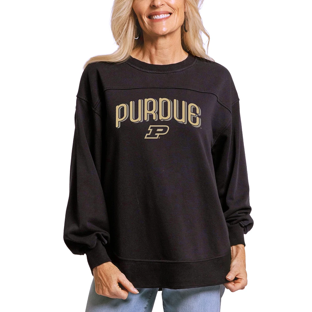 Women's Black Purdue Boilermakers Yvette Pullover Sweatshirt