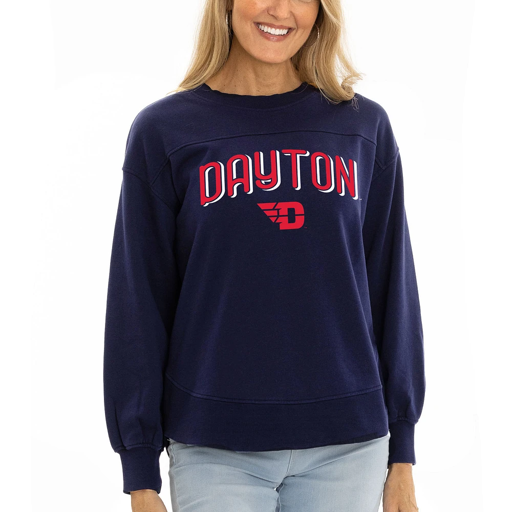 Women's Navy Dayton Flyers Yvette Pullover Sweatshirt