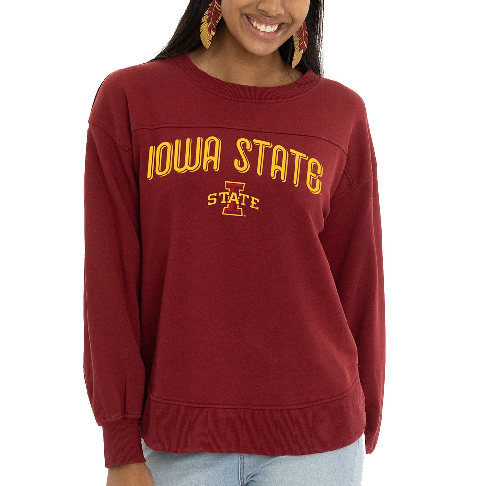Women's Cardinal Iowa State Cyclones Yvette Pullover Sweatshirt