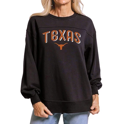 Women's Black Texas Longhorns Yvette Pullover Sweatshirt