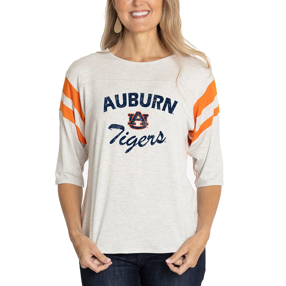 Women's Ash Auburn Tigers Sabrina 3/4-Sleeve Jersey T-Shirt