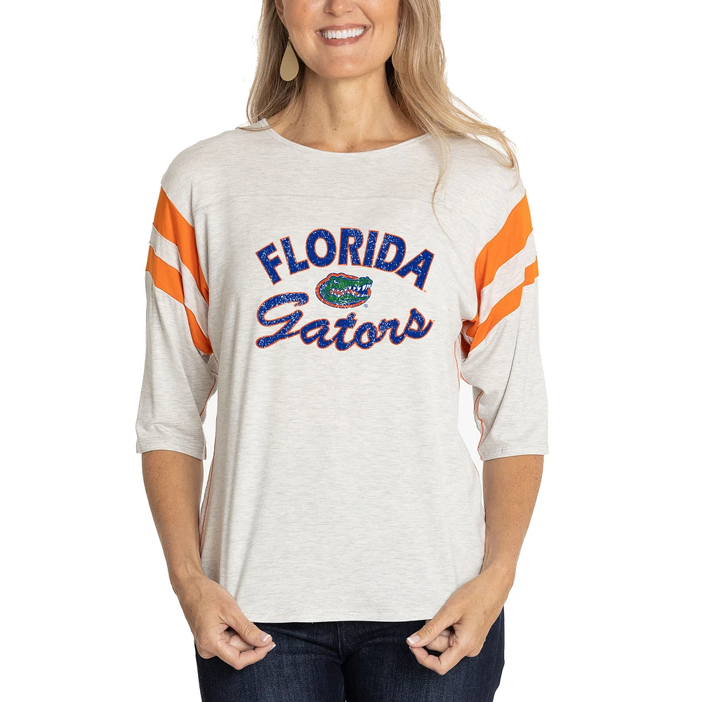 Women's Ash Florida Gators Sabrina 3/4-Sleeve Jersey T-Shirt
