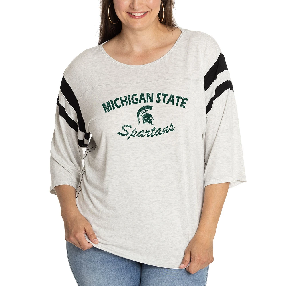 Women's Ash Michigan State Spartans Sabrina 3/4-Sleeve Jersey T-Shirt