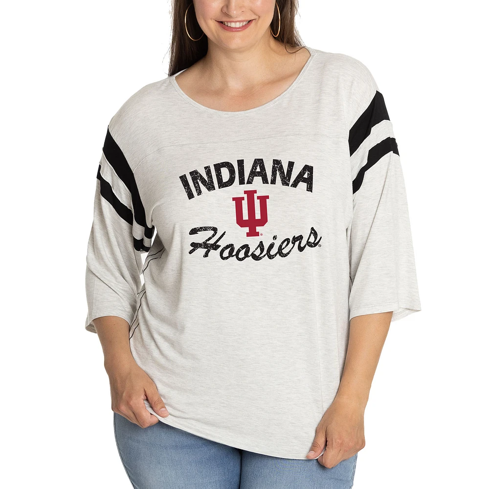 Women's Ash Indiana Hoosiers Sabrina 3/4-Sleeve Jersey T-Shirt