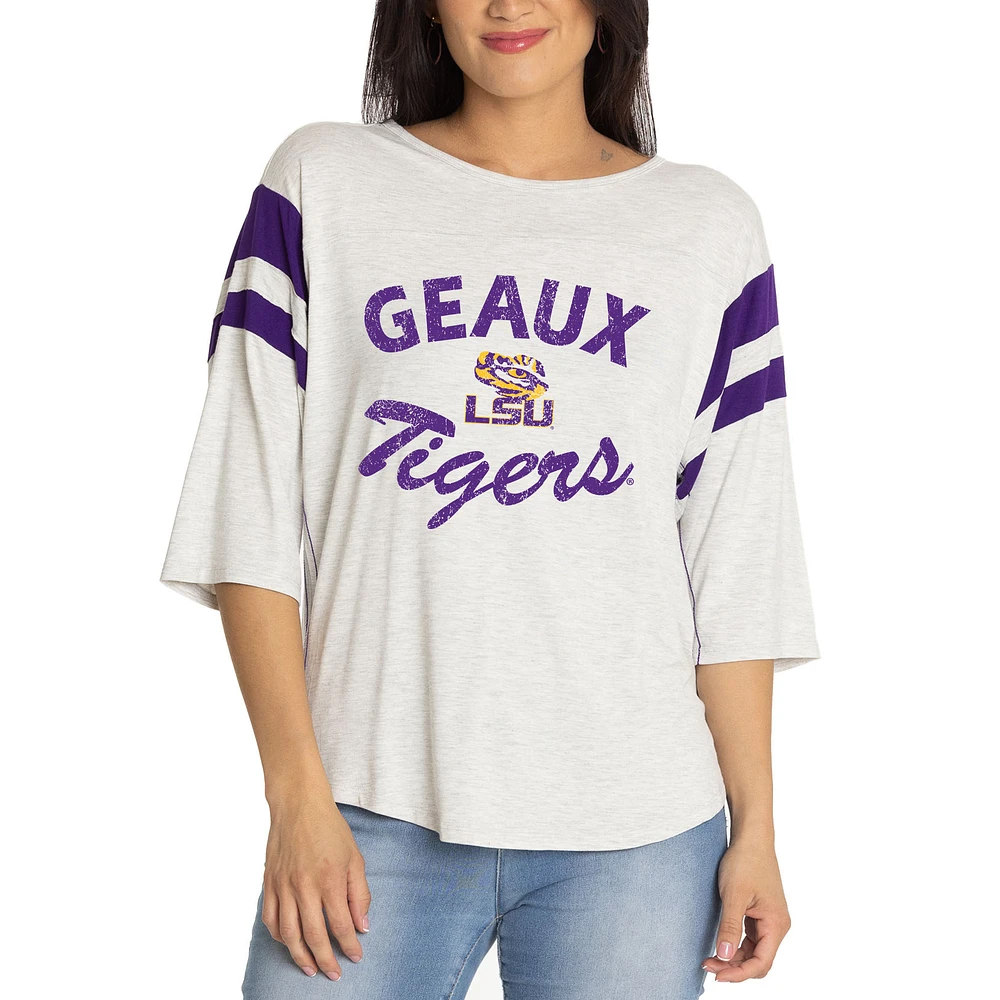 Women's Ash LSU Tigers Sabrina 3/4-Sleeve Jersey T-Shirt