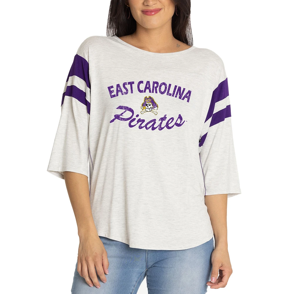 Women's Ash ECU Pirates Sabrina 3/4-Sleeve Jersey T-Shirt