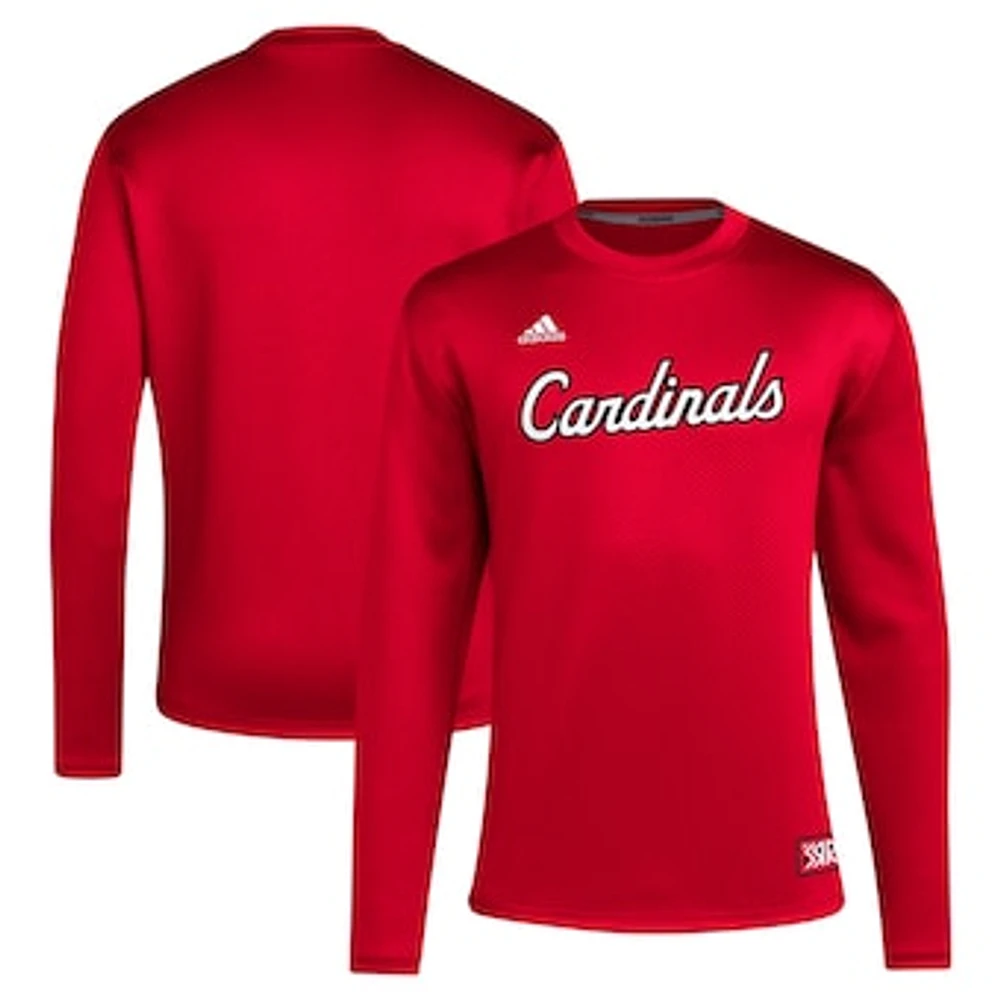Men's adidas Red Louisville Cardinals Reverse Retro Baseball Script Pullover Sweatshirt