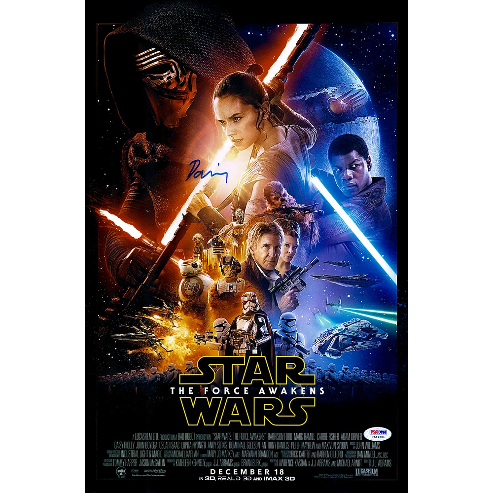 Daisy Ridley Autographed 12" x 18" Star Wars The Force Awakens Movie Poster - PSA/DNA