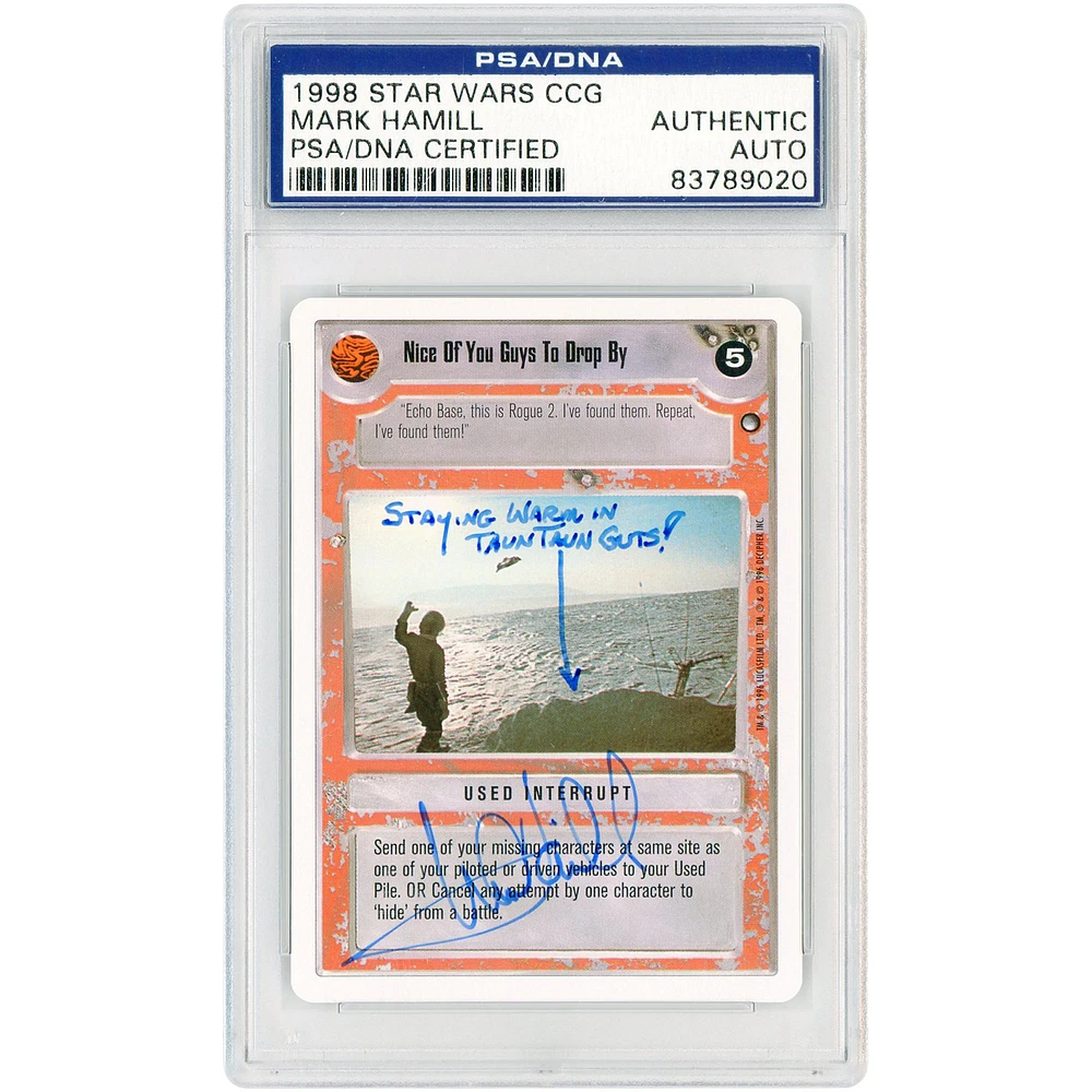 Mark Hamill Star Wars Autographed 1998 CCG #5 PSA Authenticated Card with "Staying Warm In Tauntaun Guts!" Inscription
