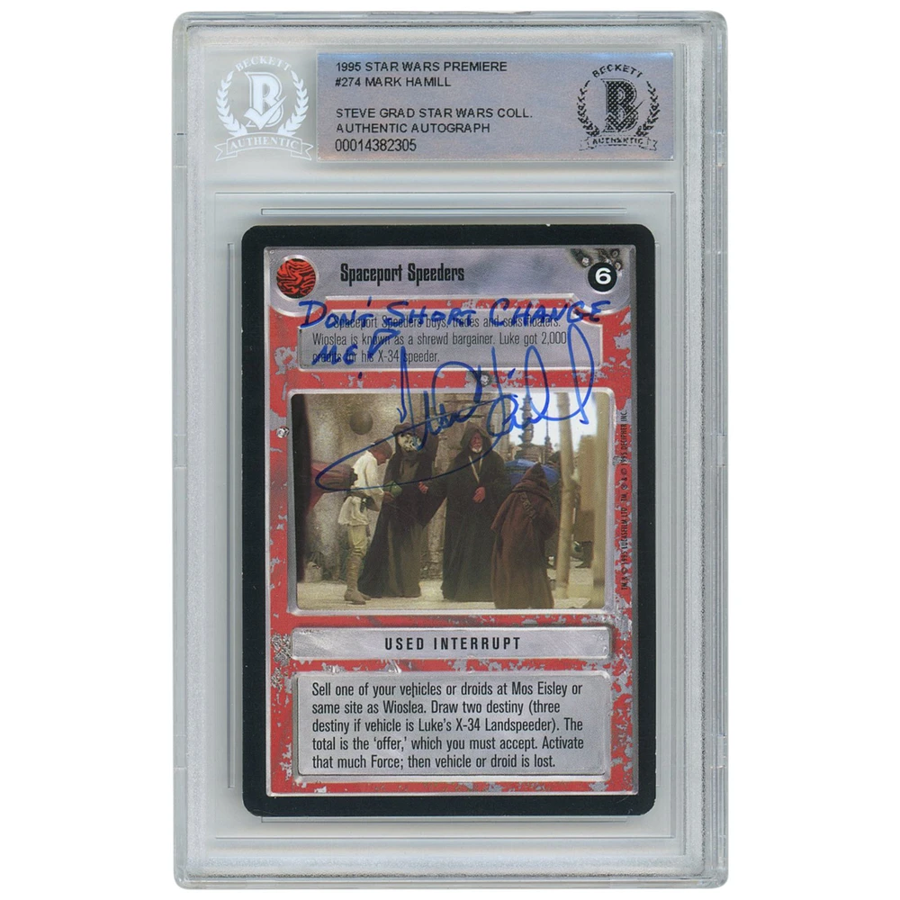 Mark Hamill Star Wars Autographed 1995 CCG Premiere #274 BAS Authenticated Card with "Don’t Short Change Me!" Inscription - The Steve Grad Collection