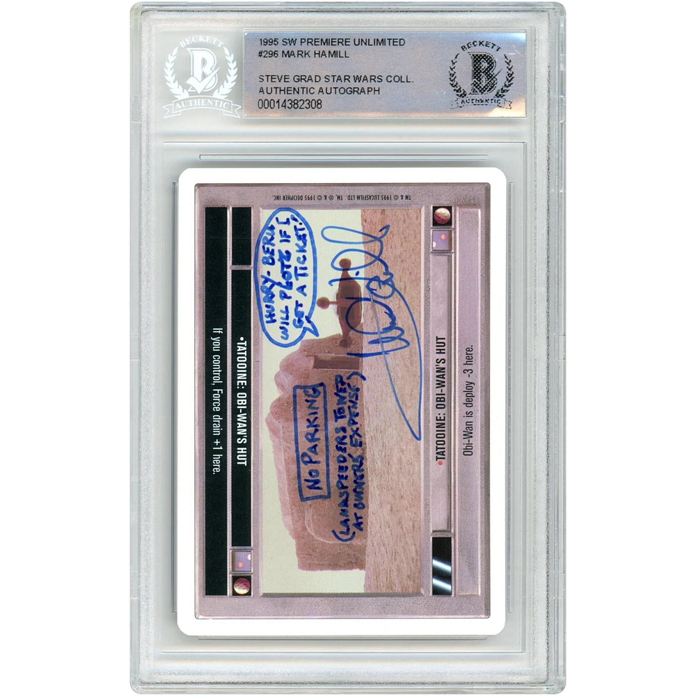 Mark Hamill Star Wars Autographed 1995 CCG Premiere Unlimited #296 BAS Authenticated Card with Multiple Inscriptions - The Steve Grad Collection