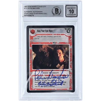 Peter Mayhew Star Wars Autographed 1997 CCG Cloud City #111 BGS Authenticated 10 Card with "Chewbacca" Inscription