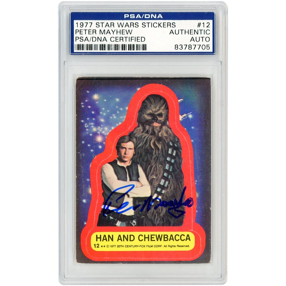 Peter Mayhew Autographed 1977 Topps Star Wars Stickers Chewbacca #12 PSA Authenticated Card