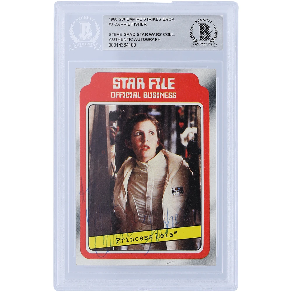 Carrie Fisher Star Wars Autographed 1980 Topps #3 BAS Authenticated Card - The Steve Grad Collection